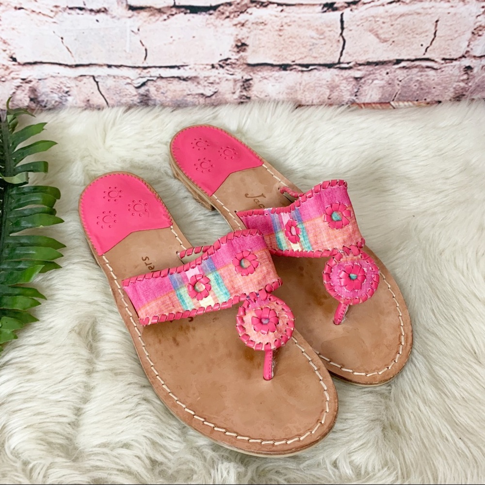 Jack Rogers Kyra Pink Madras Sandals - Picture 5 of 8